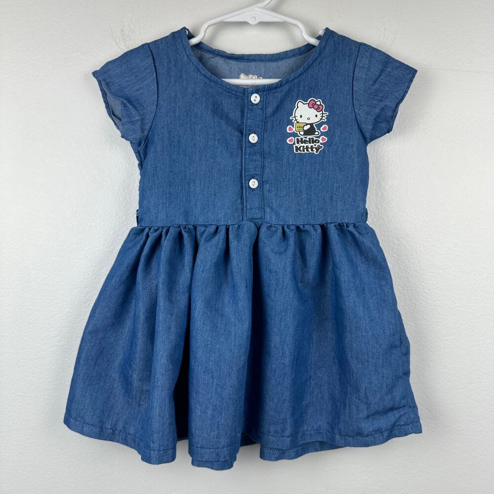 Sanrio Hello Kitty Official Toddler Girls Short Sleeve Knee Length Blue Dress